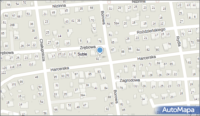 Tychy, Harcerska, 94, mapa Tychów