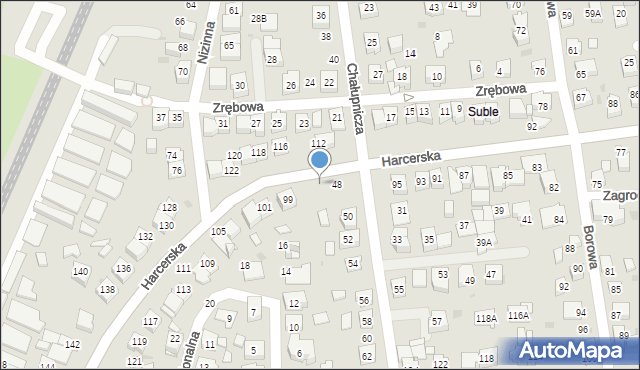 Tychy, Harcerska, 97a, mapa Tychów