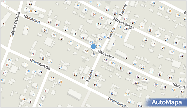 Wągrowiec, Harcerska, 32, mapa Wągrowiec