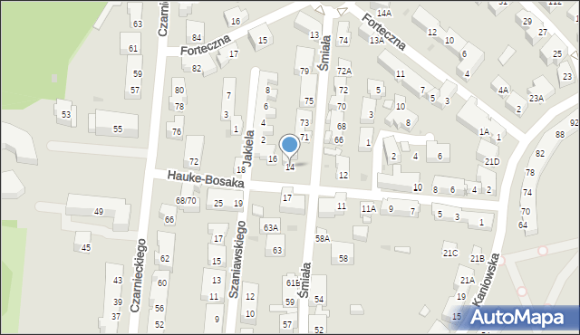Warszawa, Hauke-Bosaka Józefa, gen., 14, mapa Warszawy
