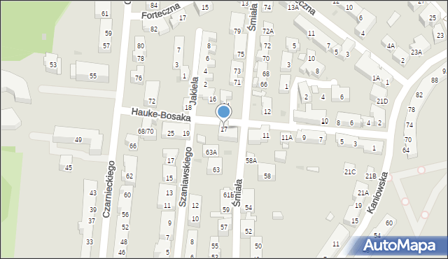 Warszawa, Hauke-Bosaka Józefa, gen., 17, mapa Warszawy