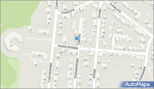 Warszawa, Hauke-Bosaka Józefa, gen., 18, mapa Warszawy