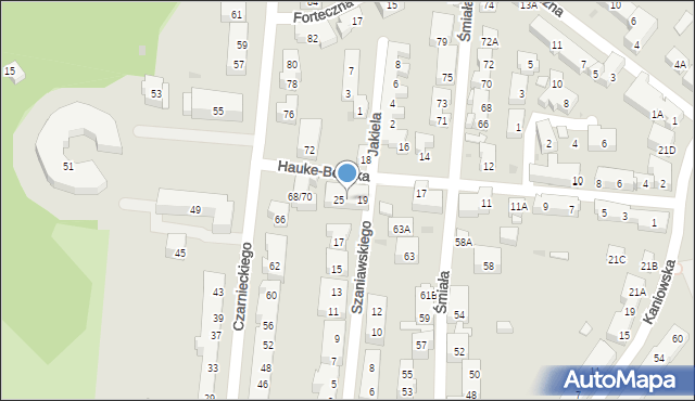 Warszawa, Hauke-Bosaka Józefa, gen., 23, mapa Warszawy