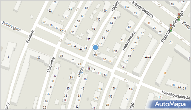 Warszawa, Hajoty, 50, mapa Warszawy