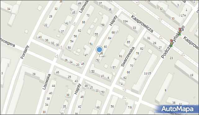 Warszawa, Hajoty, 54, mapa Warszawy