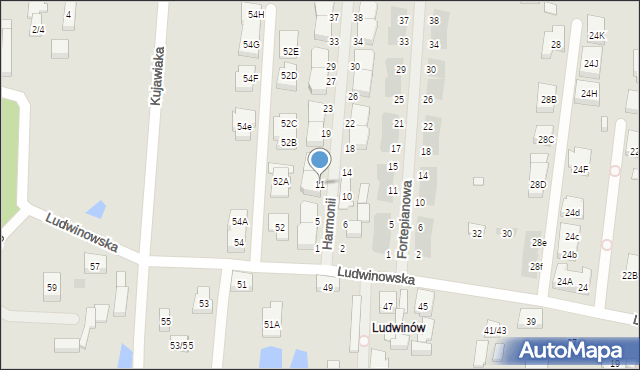 Warszawa, Harmonii, 11, mapa Warszawy