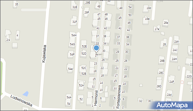 Warszawa, Harmonii, 27, mapa Warszawy