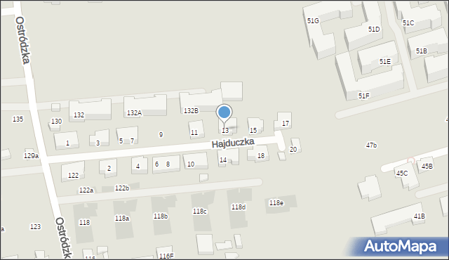 Warszawa, Hajduczka, 13, mapa Warszawy