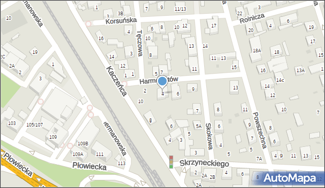 Warszawa, Harmonistów, 4, mapa Warszawy