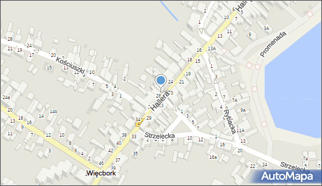 Więcbork, Hallera Józefa, gen., 26a, mapa Więcbork