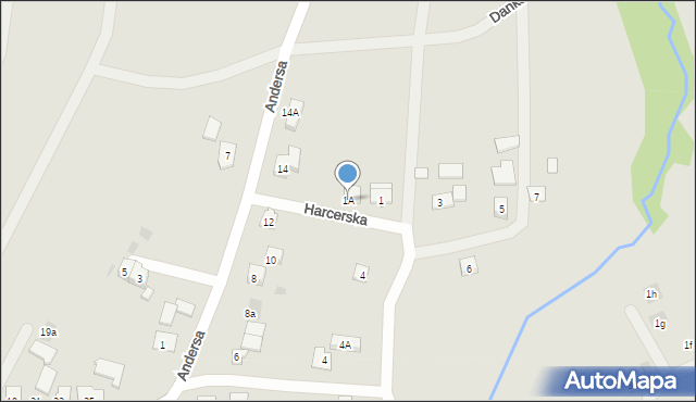 Wilamowice, Harcerska, 1A, mapa Wilamowice