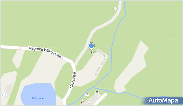 Wilkowice, Harcerska, 6, mapa Wilkowice