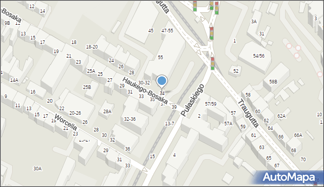 Wrocław, Haukego-Bosaka Józefa, gen., 34, mapa Wrocławia
