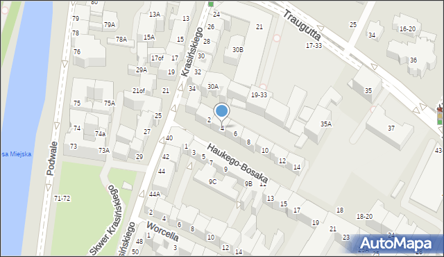 Wrocław, Haukego-Bosaka Józefa, gen., 4, mapa Wrocławia