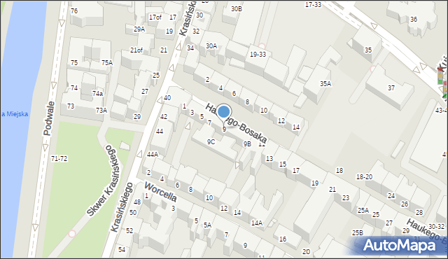 Wrocław, Haukego-Bosaka Józefa, gen., 9, mapa Wrocławia