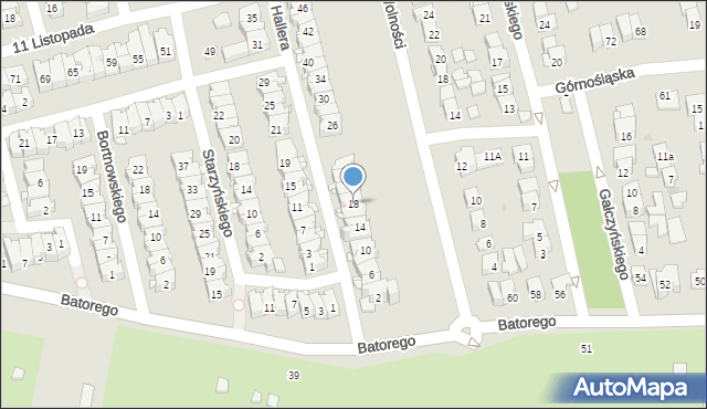 Ząbki, Hallera Józefa, gen., 18, mapa Ząbki