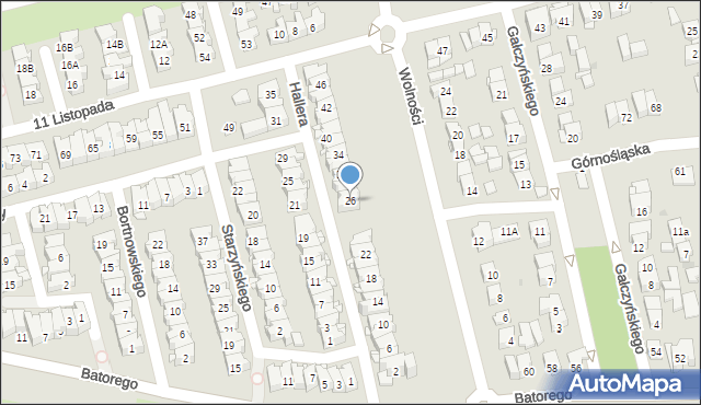 Ząbki, Hallera Józefa, gen., 26, mapa Ząbki