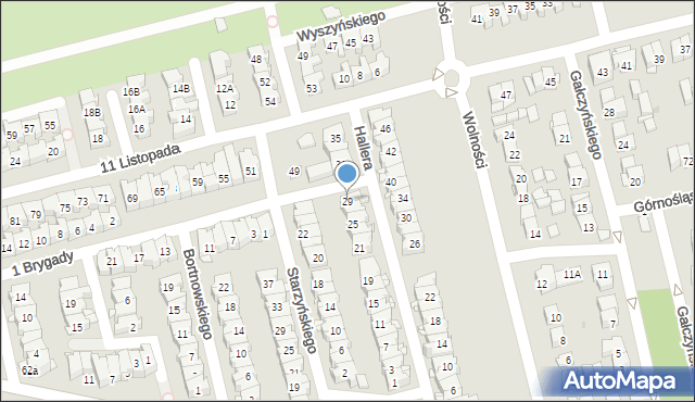 Ząbki, Hallera Józefa, gen., 29, mapa Ząbki