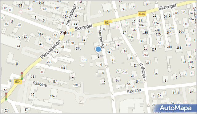 Ząbki, Harcerska, 4, mapa Ząbki