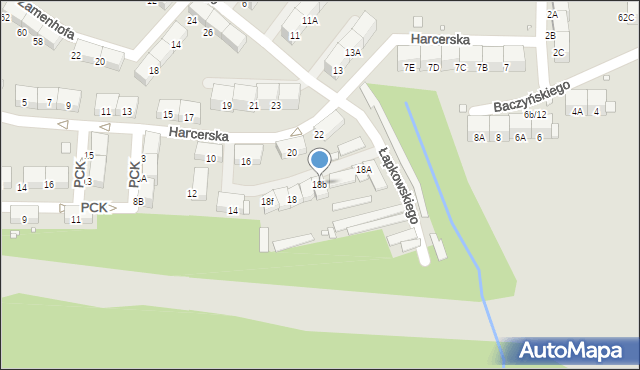 Zabrze, Harcerska, 18b, mapa Zabrza
