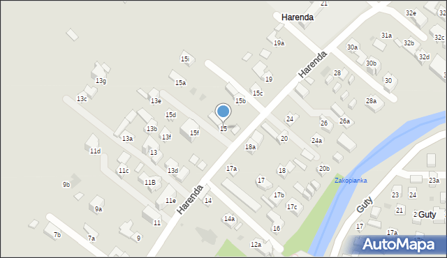 Zakopane, Harenda, 15, mapa Zakopanego