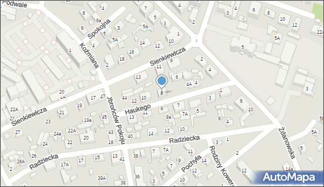 Zamość, Haukego Maurycego, gen., 8, mapa Zamościa