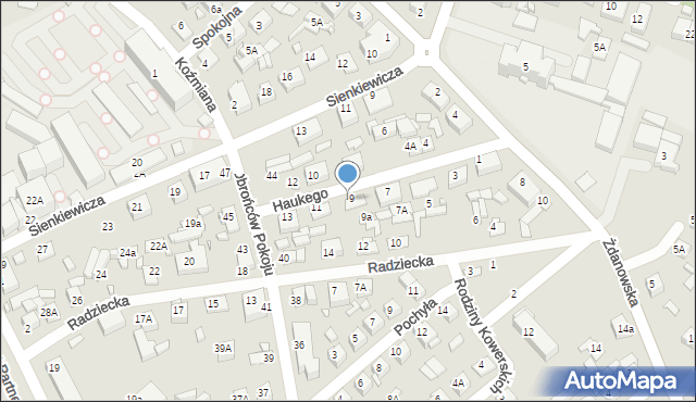 Zamość, Haukego Maurycego, gen., 9b, mapa Zamościa