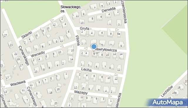 Zielona Góra, Hawryłowicza, 6, mapa Zielona Góra