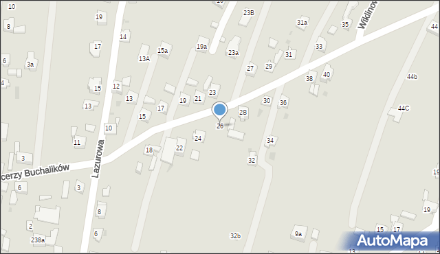 Żory, Harcerzy Buchalików, 26, mapa Żor