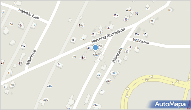 Żory, Harcerzy Buchalików, 50a, mapa Żor