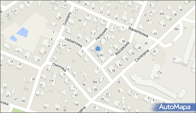 Białe Błota, Hebanowa, 4, mapa Białe Błota