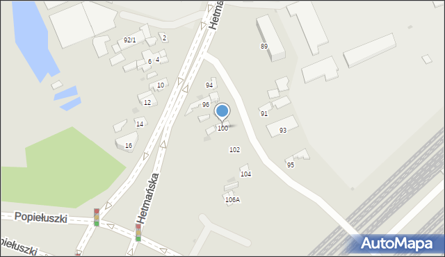 Białystok, Hetmańska, 100, mapa Białegostoku
