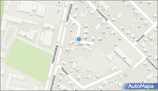Białystok, Hetmańska, 47A, mapa Białegostoku