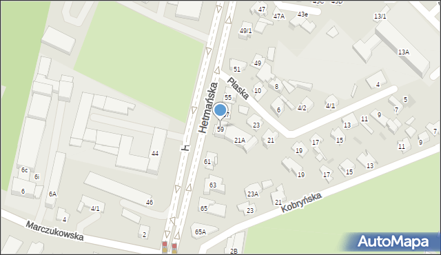 Białystok, Hetmańska, 59, mapa Białegostoku