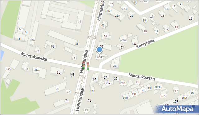 Białystok, Hetmańska, 65A, mapa Białegostoku