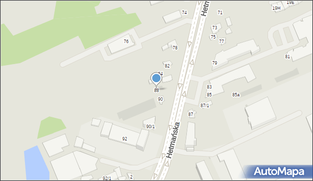 Białystok, Hetmańska, 88, mapa Białegostoku