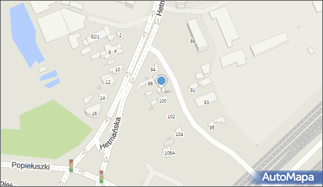 Białystok, Hetmańska, 98, mapa Białegostoku
