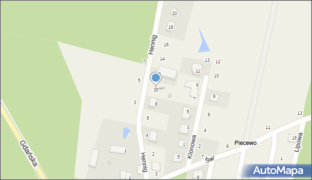 Bieszkowice, Hennig Juliusza, 10, mapa Bieszkowice