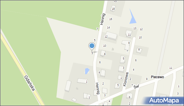 Bieszkowice, Hennig Juliusza, 3, mapa Bieszkowice