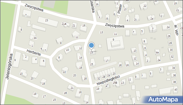 Bolesławiec, Herberta Zbigniewa, 13, mapa Bolesławca