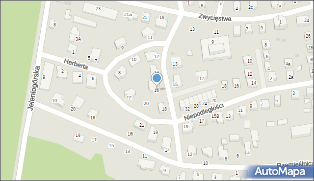 Bolesławiec, Herberta Zbigniewa, 16, mapa Bolesławca