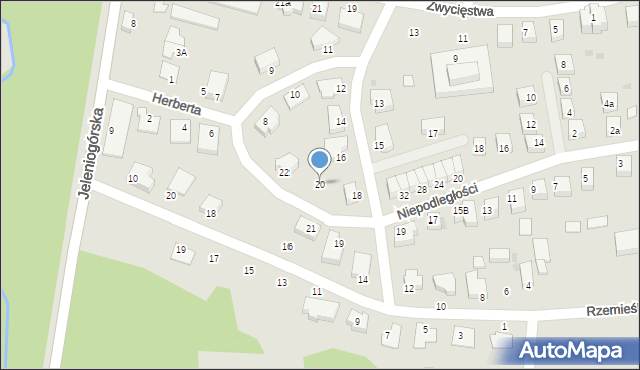 Bolesławiec, Herberta Zbigniewa, 20, mapa Bolesławca
