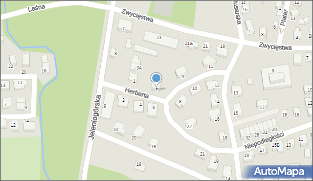 Bolesławiec, Herberta Zbigniewa, 7, mapa Bolesławca