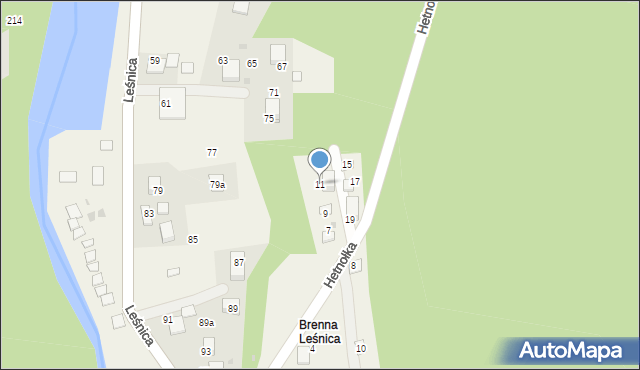 Brenna, Hetnołka, 11, mapa Brenna