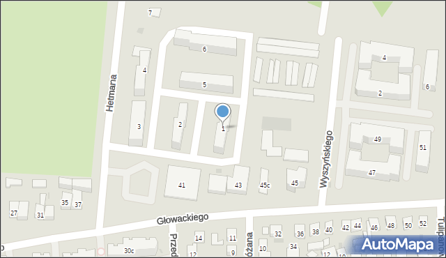 Brzeziny, Hetmana Antoniego, 1, mapa Brzeziny