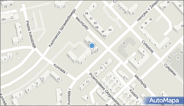 Głogów, Henryka V Żelaznego, 11, mapa Głogów