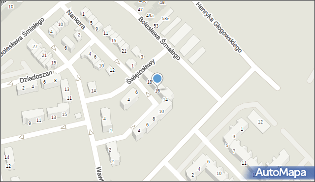 Głogów, Herbowa, 16, mapa Głogów