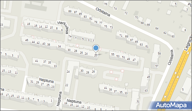 Głogów, Herkulesa, 20, mapa Głogów