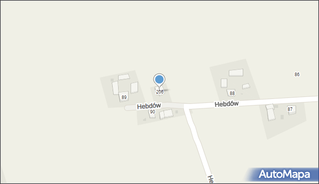 Hebdów, Hebdów, 206, mapa Hebdów