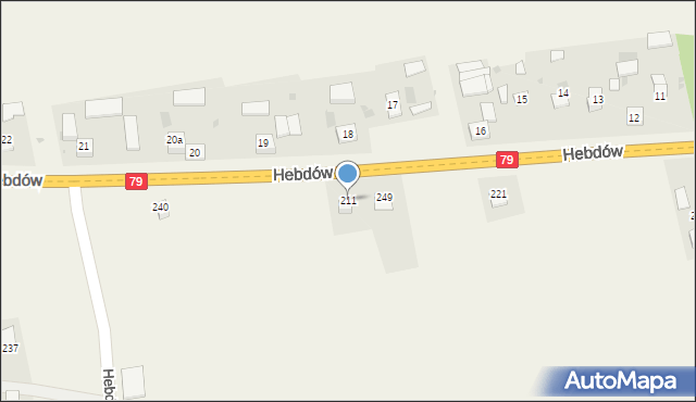 Hebdów, Hebdów, 211, mapa Hebdów